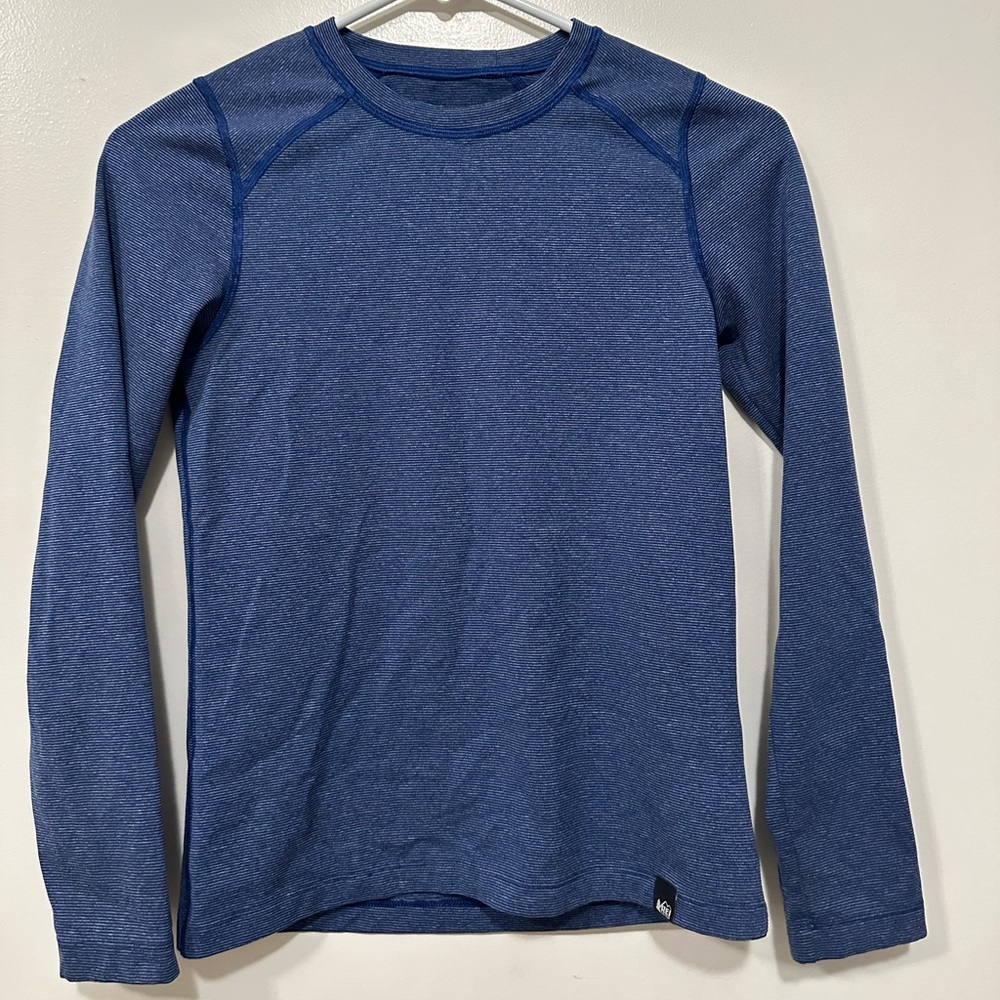 REI Boys Mid-weight Base Layer Size 10-12 long Johns Blue